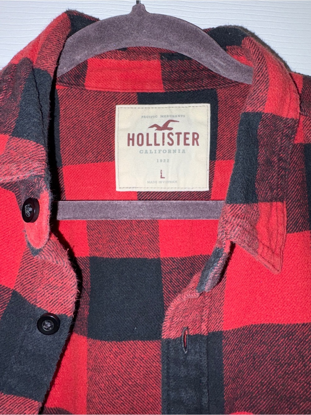 Hollister Red and Black Plaid Flannel Shirt Jacket